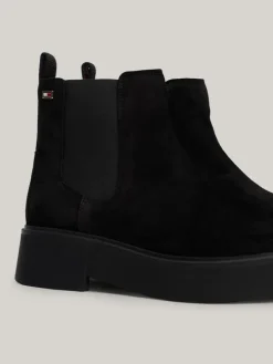 Suede Tonal Chunky Chelsea Ankelstøvler, Black, 41