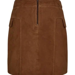 Suede Zenia Nederdel, Cognac, 36