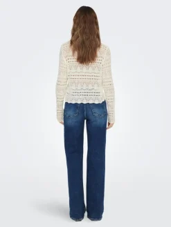 Sun Lay Strikbluse, Eggnog, XS