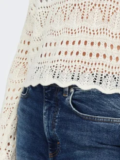 Sun Lay Strikbluse, Eggnog, XS