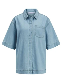 Sura Linen Blend Denimskjorte, Light Blue Denim, M