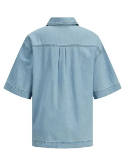 Sura Linen Blend Denimskjorte, Light Blue Denim, M