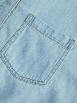 Sura Linen Blend Denimskjorte, Light Blue Denim, M