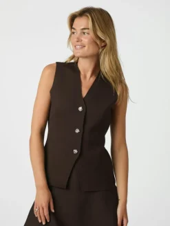 Sway Smooth Knit Vest, Dark Brown, 40