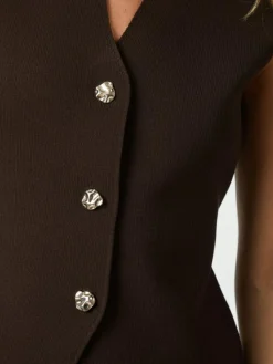 Sway Smooth Knit Vest, Dark Brown, 40