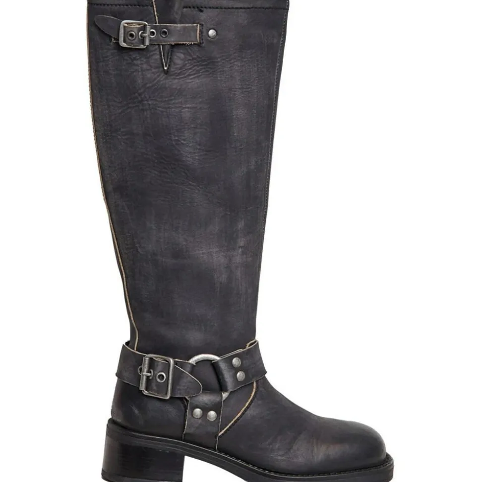 Tamera Long Vintage Støvler, Black Matte, 40