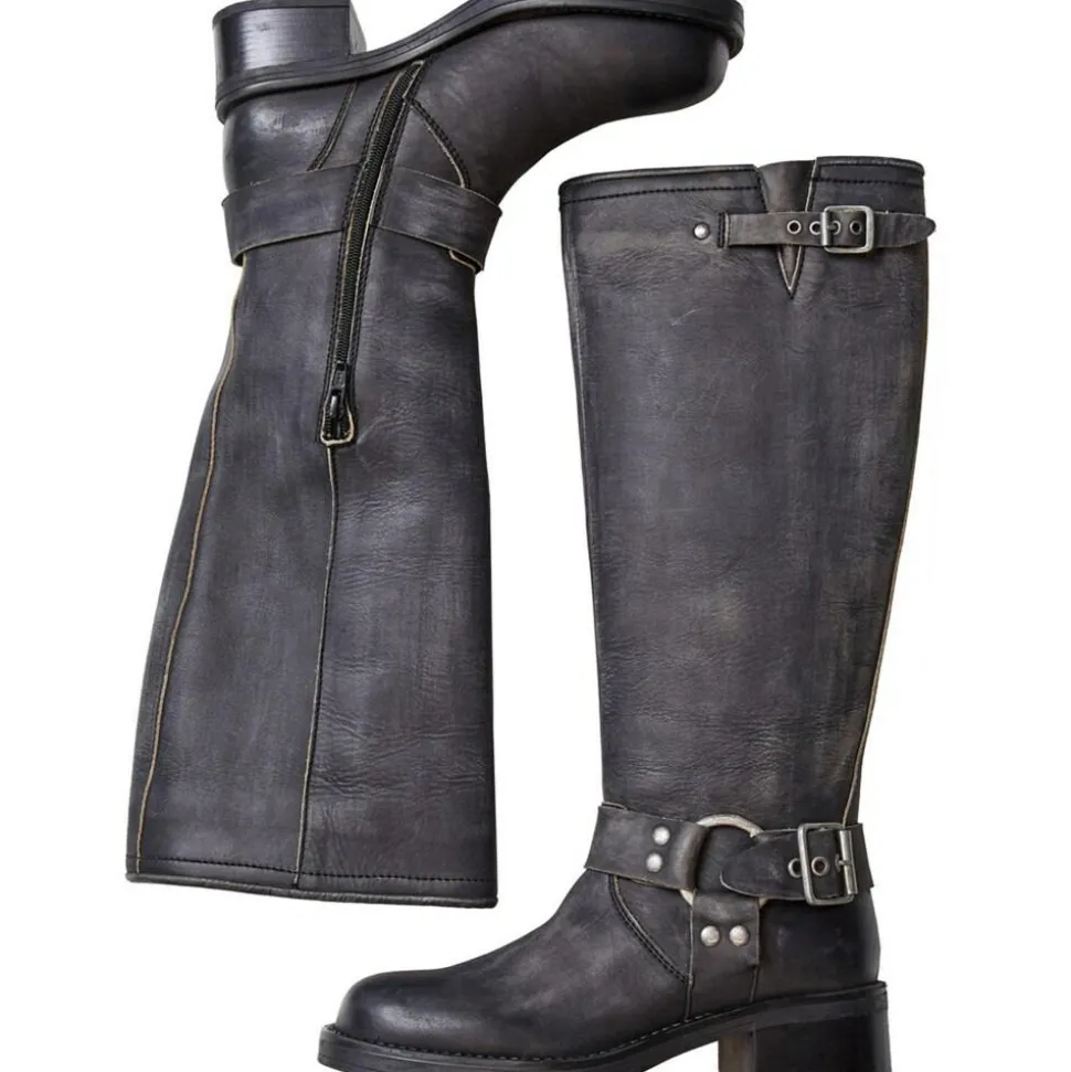 Tamera Long Vintage Støvler, Black Matte, 40