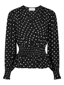 Tamona Crepe Dot Bluse, Black, 36