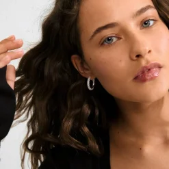 Tatum Hoops, Silver Plated, Large