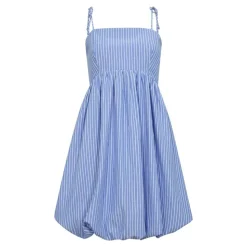 TeaCC Stripe Balloon Kjole, Blue, L