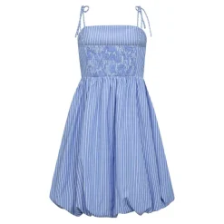 TeaCC Stripe Balloon Kjole, Blue, L