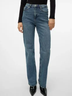 Tessa Højtaljede Jeans, Medium Blue Denim, W31/L32