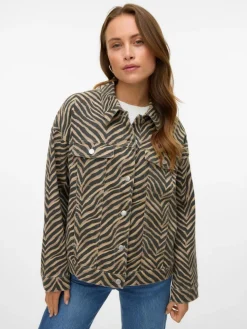 Tessa Oversize Denimjakke, Silver Mink Zebra, L