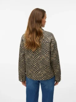 Tessa Oversize Denimjakke, Silver Mink Zebra, L