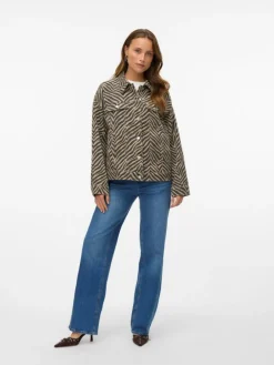 Tessa Oversize Denimjakke, Silver Mink Zebra, L