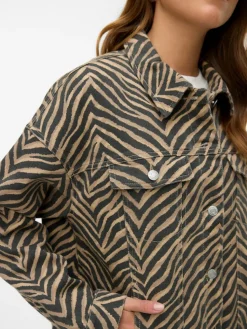 Tessa Oversize Denimjakke, Silver Mink Zebra, L