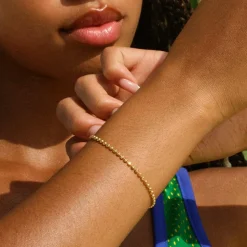 Textured Dots Armbånd, Gold Plated, 17 cm