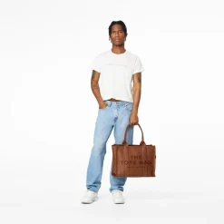 The Leather Large Tote Bag, Brun