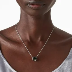 The Medallion Pendant Halskæde, Sølv/Sort, 41+2,5 cm