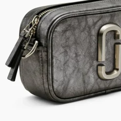 The Metallic Distressed Big Shot Crossbody, Dark Grey