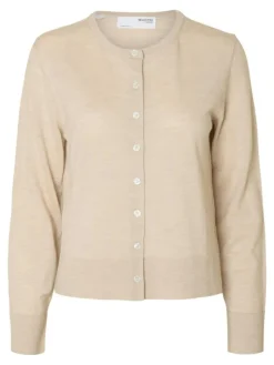 Thea Merino Cardigan, Oatmeal, L