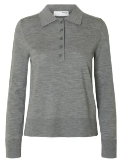 Thea Merino Striktrøje, Medium Grey Melange, S