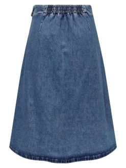 Thea Wrap Midi Nederdel, Medium Blue Denim, XS