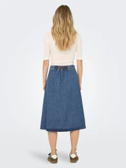 Thea Wrap Midi Nederdel, Medium Blue Denim, XS