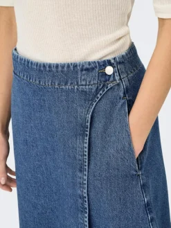 Thea Wrap Midi Nederdel, Medium Blue Denim, XS