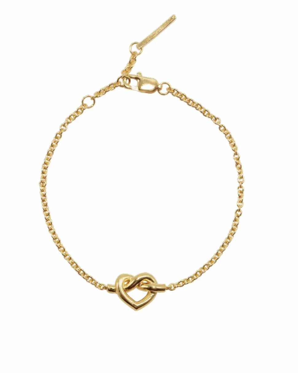 Tied Heart Armbånd, Gold Plated, 16-18 cm