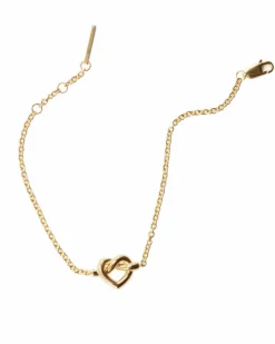 Tied Heart Armbånd, Gold Plated, 16-18 cm