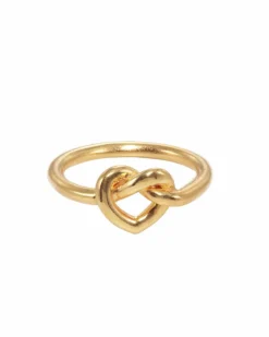 Tied Heart Ring, Gold Plated, 56