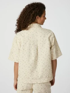 Tiki Floral Denim Skjorte, Off White, 36