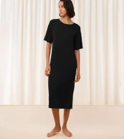 Timeless Sensual Kortærmet Natkjole, Black, 40