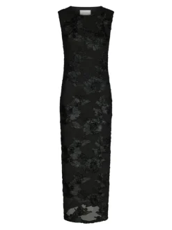 Tiranna Big Flower Mesh Kjole, Black, 36