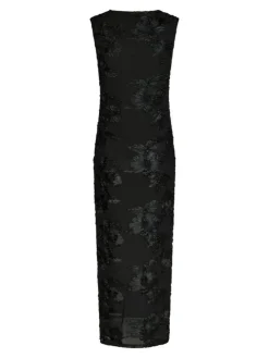 Tiranna Big Flower Mesh Kjole, Black, 36