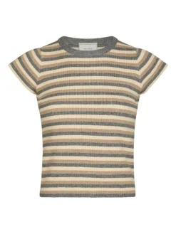 Tirra Simple Stripe Knit Top, Grey, 38