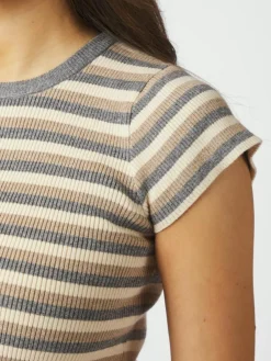 Tirra Simple Stripe Knit Top, Grey, 38
