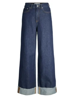 Tokyo Wide Fold Jeans, Dark Blue Denim, W26/L30