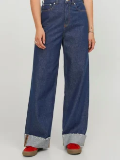 Tokyo Wide Fold Jeans, Dark Blue Denim, W26/L30