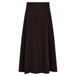 TrinnyCC Pleat Stripe Nederdel, Dark Brown, M