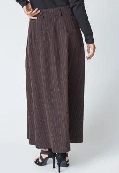 TrinnyCC Pleat Stripe Nederdel, Dark Brown, M