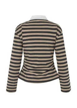 TrinnyMD Polo, Beige Black Stripe, S
