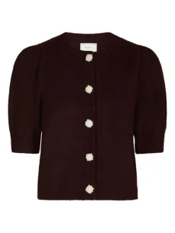 Trudy Deco Knit Cardigan, Wine, 40