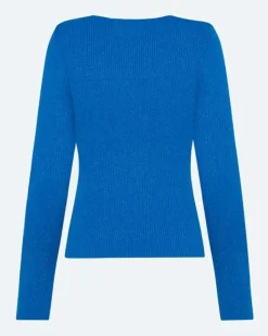 Twisti O-neck Strikbluse, Skydiver, S