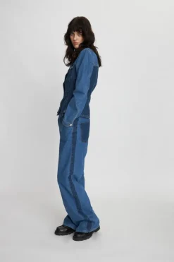 Two-toned Denim Jeans, Blue Mix, 32