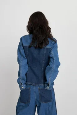 Two-toned Denim Skjorte, Blue Mix, 38