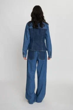Two-toned Denim Skjorte, Blue Mix, 38