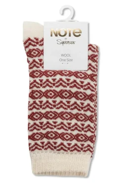 Uld Strømper, Offwhite/Burgundy