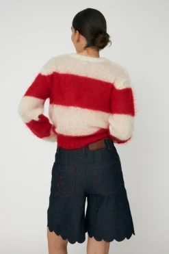 Unwashed Denim Scallop Shorts, Raw Denim, 42